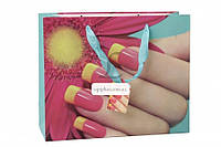 Подарочные пакеты "Nails&Flowers" с атласными ручками (M) 12 штук