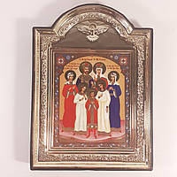 Икона царственные новомученики исповедники святые, лик 10х12 см, в пластиковой черной рамке