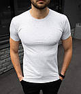 Чоловіча базова футболка біла однотонна бавовняна, фото 2