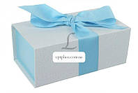 Итальянская подарочная коробка бело-голубая (18*10 см) 2 штуки