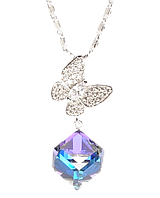 Кулон Xuping Родий с кр-ми Swarovski на цепочке "Бабочка с кр-м кубом с сиренево-синим отливом" длина