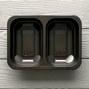 Контейнер двохсекційний PP 187x137x36 чорний (600шт/ящ)