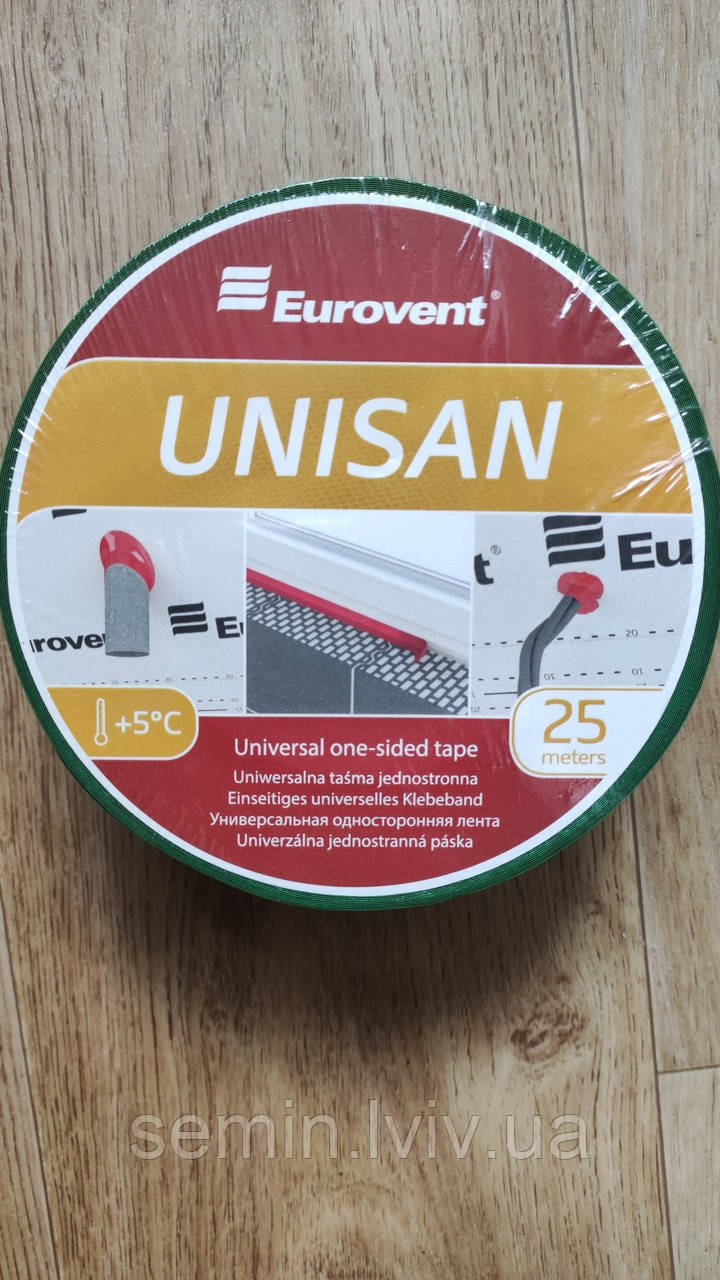Односторонній скотч для дахових мембран Eurovent Unisan 60мм*25м.