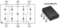 Мікросхема SRV05-4, (V05), супресорна збірка, діодна матриця, SOT23-6