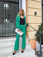 Стильный брючный костюм пиджак S-M L-XL 2XL-3XL (42-44 46-48 50-52) брюки клеш расклешенные ТРАВА
