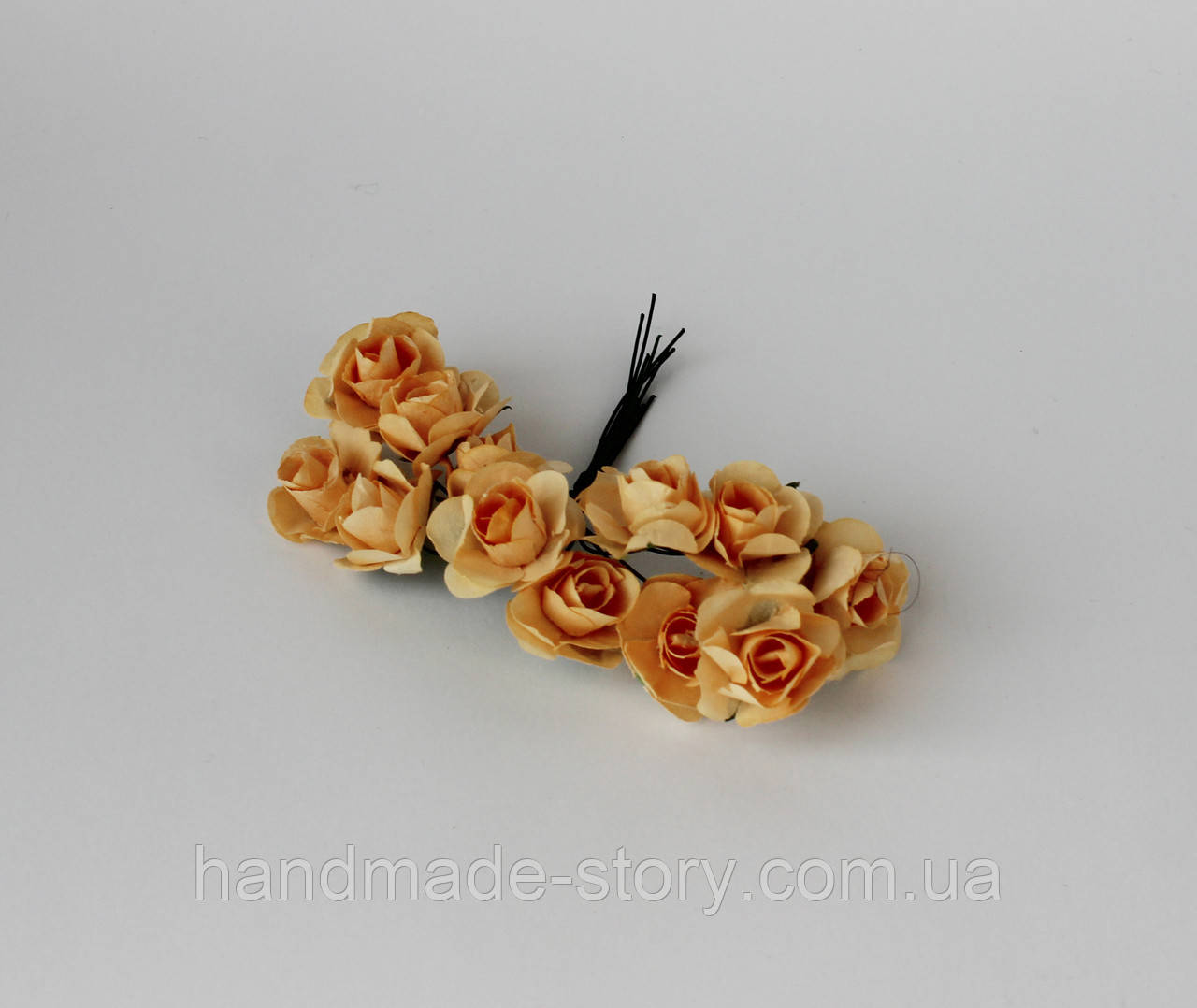 Паперові бежеві флористичні троянди, пучок 12шт, діаметр 2см