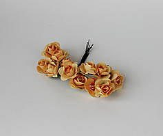 Паперові бежеві флористичні троянди, пучок 12шт, діаметр 2см