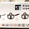 Ковш для індукційної плити 1.3л з нержавіючої сталі з кришкою, 15.5 см, фото 9