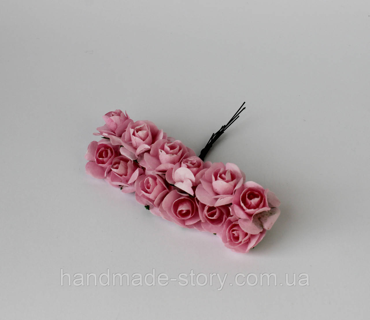 Паперові рожеві флористичні троянди, пучок 12шт, діаметр 2см