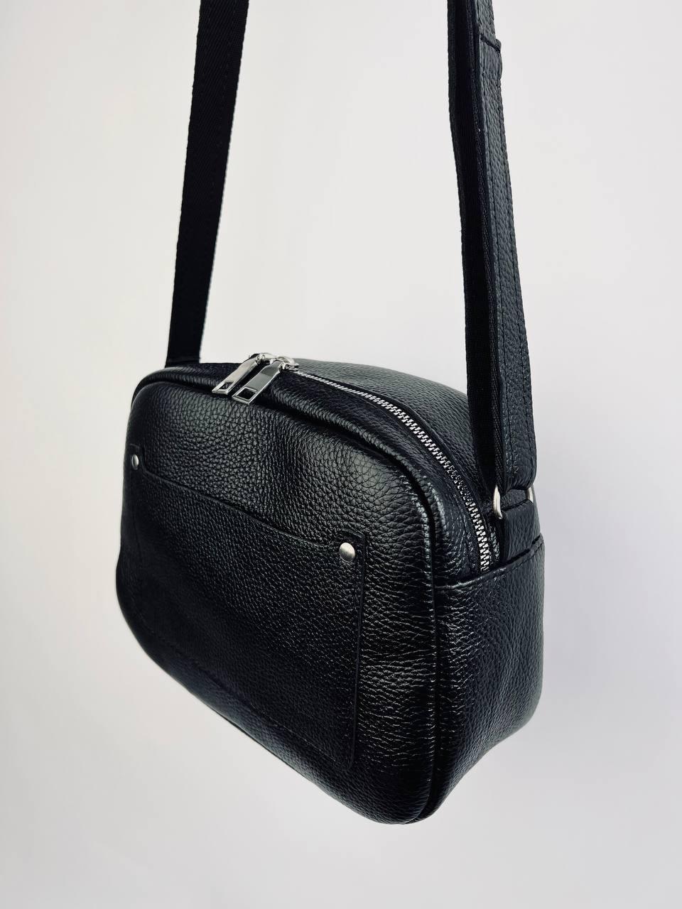 Жіноча шкіряна маленька сумка чорного кольору, фото 1