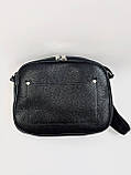 Жіноча шкіряна маленька сумка чорного кольору, фото 2
