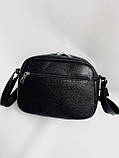 Жіноча шкіряна маленька сумка чорного кольору, фото 3