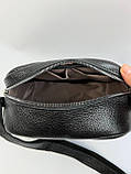 Жіноча шкіряна маленька сумка чорного кольору, фото 7