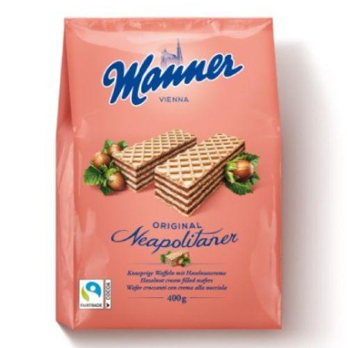 Вафлі Manner Hazelnut cream filled з горіховим кремом, 400 г, 10 шт/ящ, фото 1