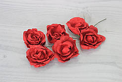 Квіти червоні бордові паперові, діаметр 6см