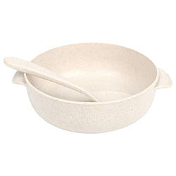 Тарілка з ложкою пшеничної соломи для дітей A238 бежева