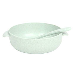 Тарілка з ложкою пшеничної соломи для дітей A238 Зелений