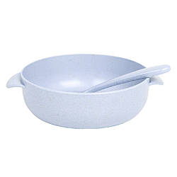 Тарілка з ложкою пшеничної соломи для дітей a238 фіолетовий