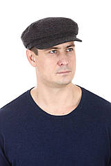 Кепка-капінка для чоловіків із драпа темно-сіра картата