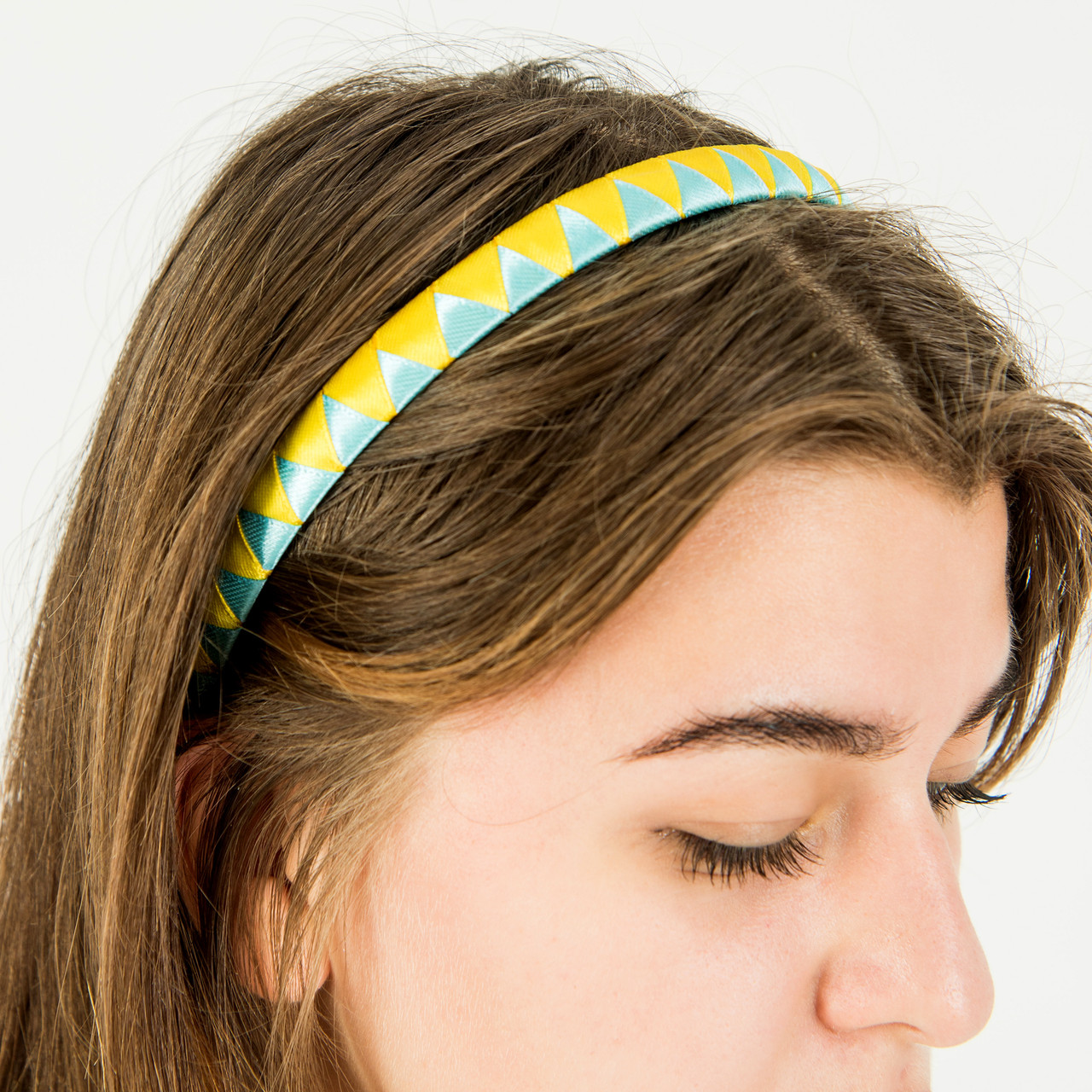 Венок-обруч на голову повседневный, праздничный Украина, ободок для волос хенд мейд, цвет желто-голубой - фото 3 - id-p1664272468
