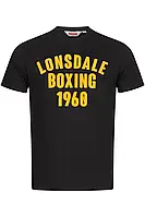 Мужская футболка Lonsdale хлопковая, черная с принтом м