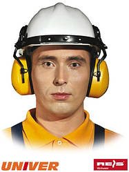 Навушники жовтого кольору пристібаються до каски UNIVER-OSY YB