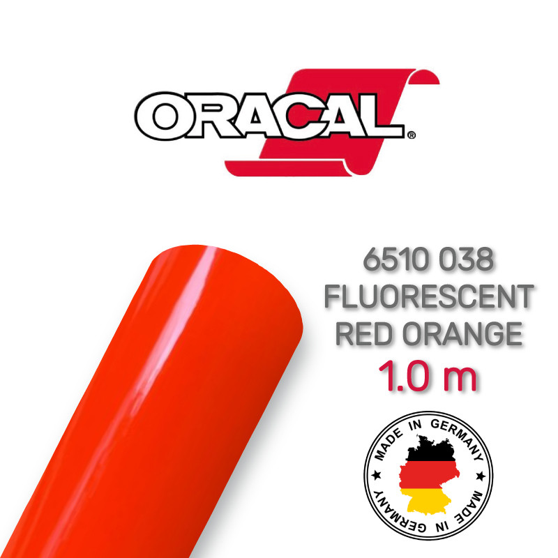 Oracal 6510 038 Fluorescent Red Orange - Флуоресцентна плівка червоно-помаранчевого кольору 1 m, фото 1