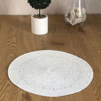 Белые коврики-подставки с пайетками под тарелки Ø38 см