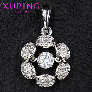 Кулон жіночий Xuping Jewelry сріблястого кольору квіточок із кристалами розмір виробу 15х12 мм