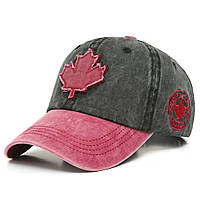 Кепка Бейсболка Canada, Maple leaf (Канада, Кленовый лист) с изогнутым козырьком Черная, Унисекс WUKE One size