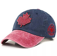 Кепка Бейсболка Canada, Maple leaf (Канада, Кленовый лист) с изогнутым козырьком Синяя, Унисекс WUKE One size