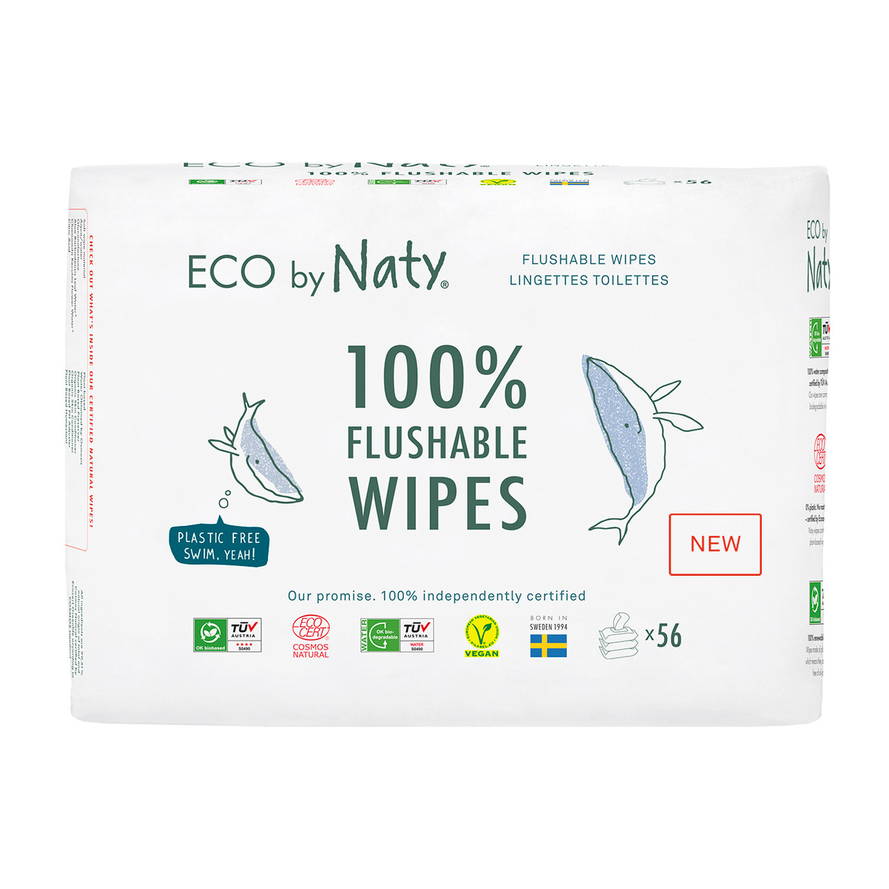 Органічний вологий туалетний папір Eco by Naty, без запаху 168 шт (3 упаковки 1)