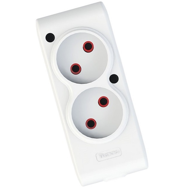 Колодка для подовжувача на 2 розетки без вимикача без заземлення Білий, фото 1