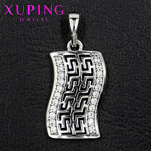 Кулон женский Xuping Jewelry серебристого цвета лабиринт с камушками размер изделия 25х10 мм