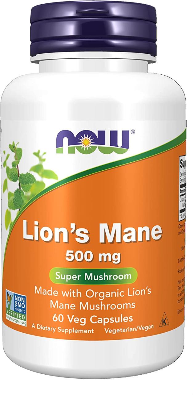 NOW Foods Lion's Mane (їжовик гребінчастий) 500 mg 60 Caps