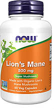 NOW Foods Lion's Mane (їжовик гребінчастий) 500 mg 60 Caps