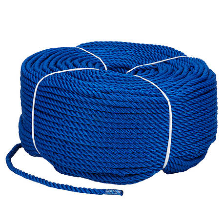 Мотузка якірна для швартування поліестер універсальна трипрядна 8 mm * 200 m синя, фото 2
