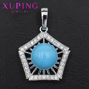 Кулон жіночий Xuping Jewelry медичне золото сріблястого кольору сніжинка бірюза розмір виробу 23х16 мм