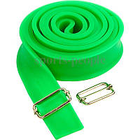 Эспандер - жгут (резина), для тренировок, с регулируемыми ручками, 250*3.7*0.3 см, латекс, разн. цвета зелёный
