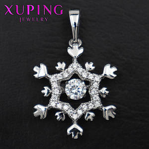 Кулон жіночий Xuping Jewelry медичне золото сріблястого кольору сніжинка з каменем розмір виробу 23х15 мм