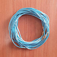 Мотузочки 62 см шовкові блакитні товсті із закрутками, 10 шт.