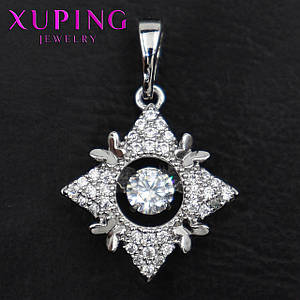 Кулон жіночий Xuping Jewelry медичне золото сріблястого кольору метелики з цирконієм розмір виробу 23х15 мм