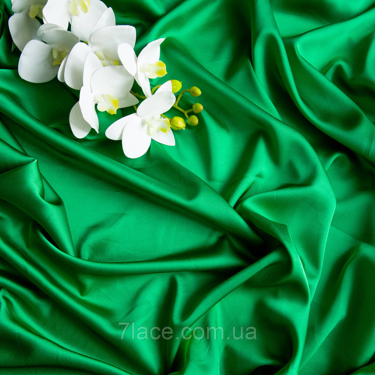 Тканина Шовк Армані / колір ЗЕЛЕНИЙ / ціна вказана за 0,5 метра, фото 1