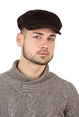 Кепка-капінка чоловіча класична з натуральної замші коричнева