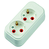 Колодка на 2 гнізда з заземленням Profitec Біла, фото 2