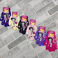 Перчатки детские вязаные одинарные с рисунком девочка Magic gloves 17см ассорти 30033151