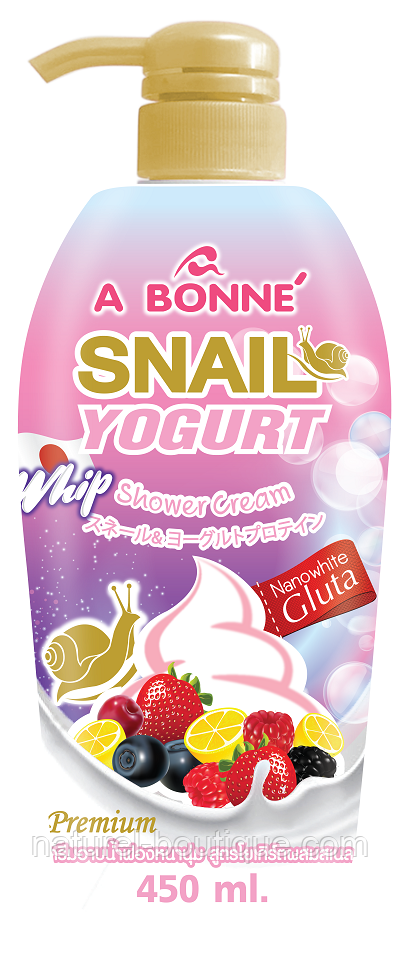 Крем для душу A BONNE Snail Yogurt Whip Shower Cream з протеїнами йогурту й екстрактом равлика