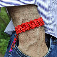 Мужской браслет ручного плетения макраме "Stribog" (оранжевый)