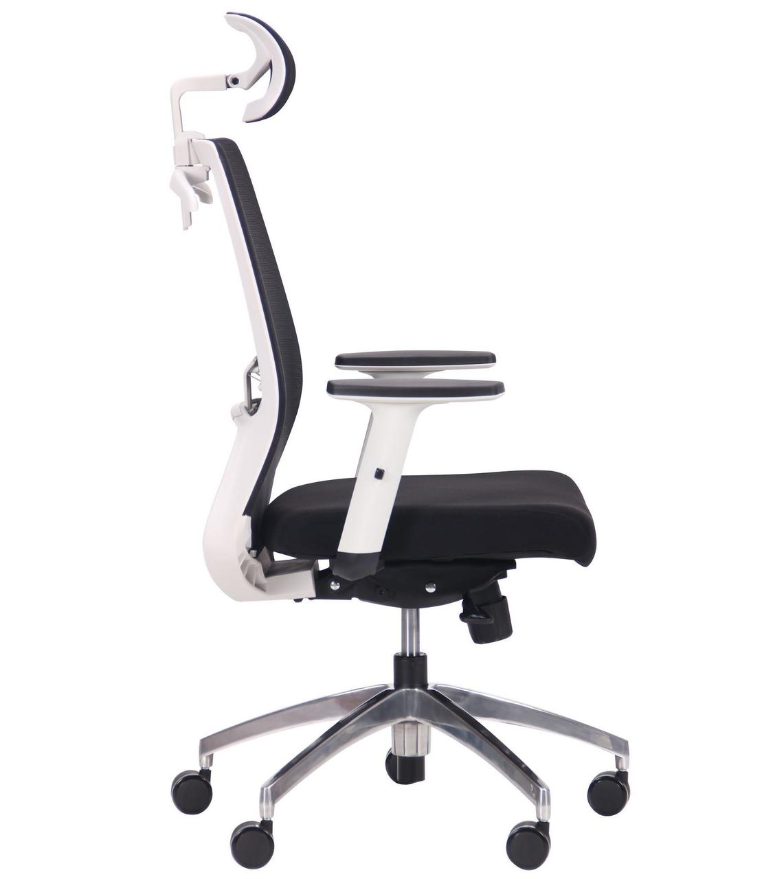 Офисное кресло с регулировкой подлокотников сетчатое с подголовником Install White, Alum, Black/Black AMF - фото 9 - id-p1664368394