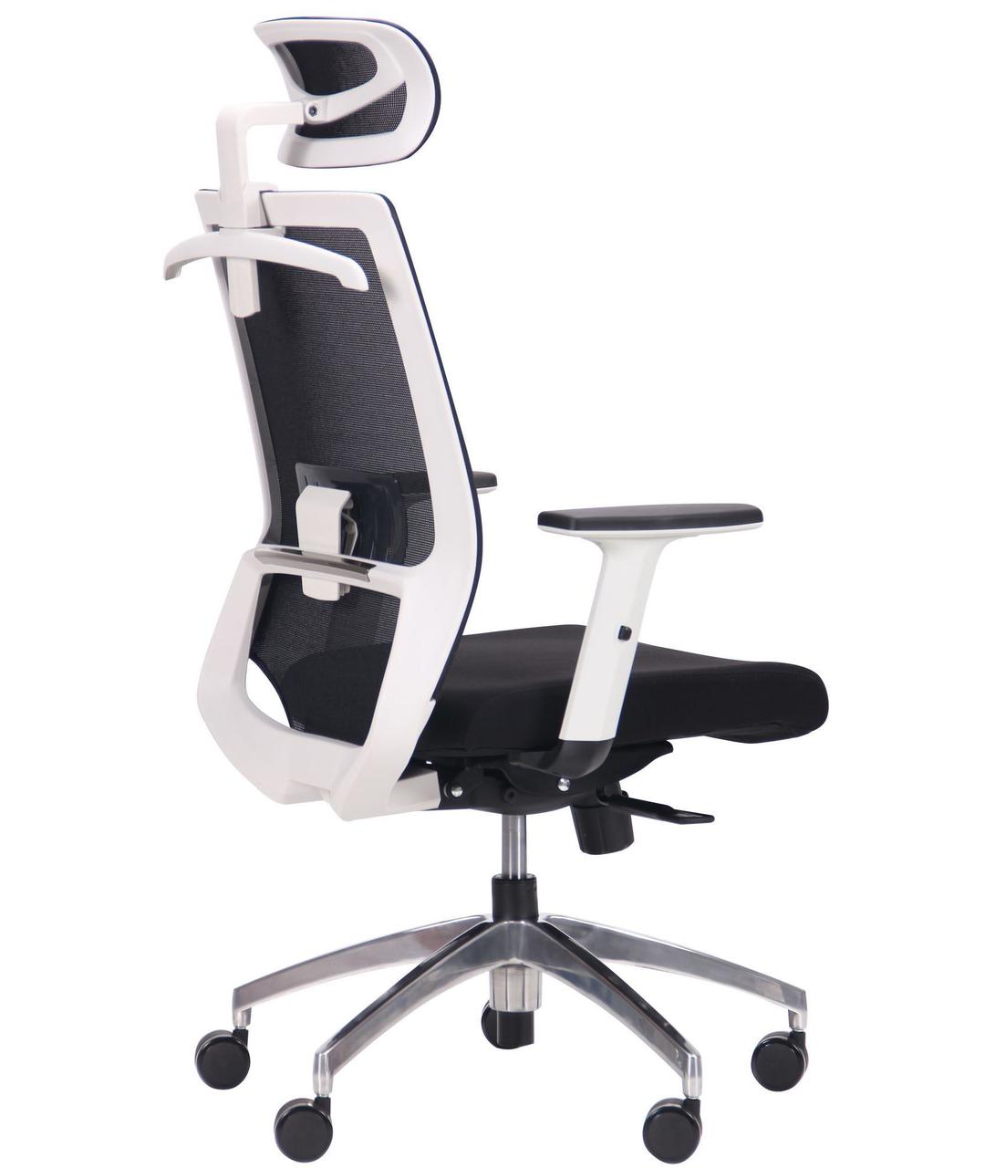 Офисное кресло с регулировкой подлокотников сетчатое с подголовником Install White, Alum, Black/Black AMF - фото 8 - id-p1664368394